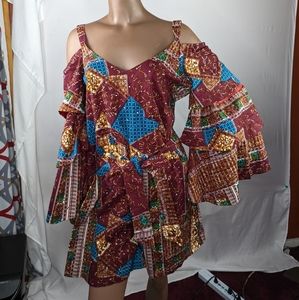 NWOT AFRICAN PRINT JUMPER & ROMPER SIZE 18.